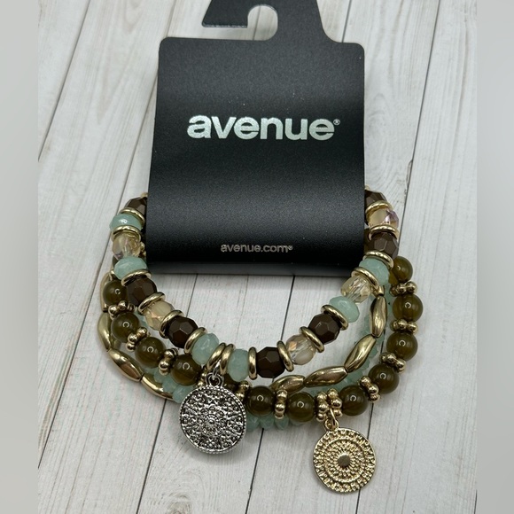 Avenue Jewelry - NWT avenue Goldtone/Green Stretch Bracelets